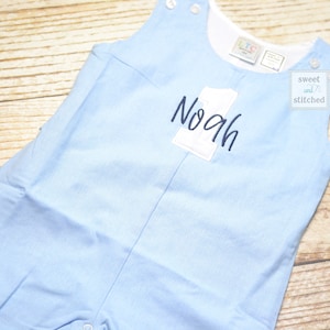 Monogrammed baby boy jon jon with 1 and name, baby boy 1st birthday outfit with name, monogrammed jon jon, cake smash outfit