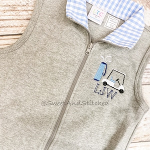 Monogrammed Boys golf outfit, boys golf vest, boys fall outfit