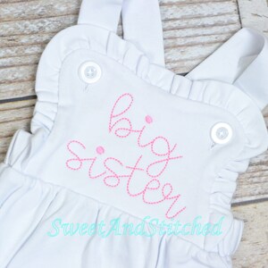 Monogrammed big sister outfit, girls cross backed bubble, girls summer romper, big sister bubble, big sister hospital outfit