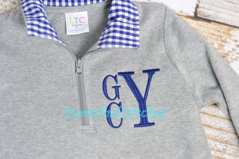 Boys Monogrammed sweatshirt, pullover, or quarter zip jacket, monogrammed toddler jacket, boys fall monogram sweatshirt image 3