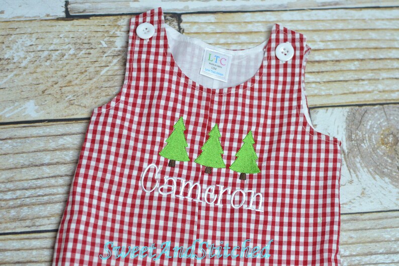 Personalized Baby Boy Christmas Outfit Red Gingham Etsy