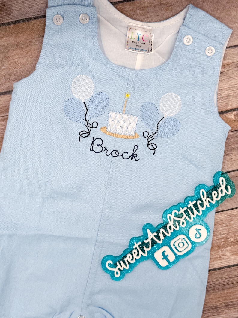 Monogrammed Baby Boy Jon Jon With Balloons and Cake Design, Baby Boy ...