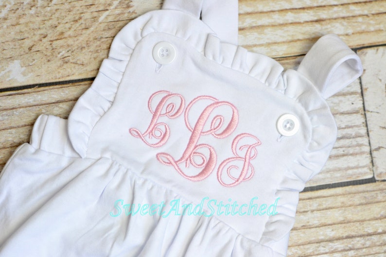 Monogrammed baby girl ruffle bubble baby sunsuit Etsy
