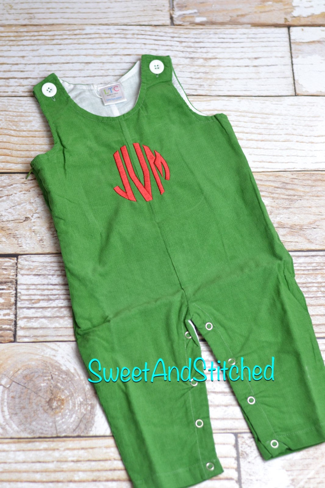 Monogrammed corduroy Christmas overalls or romper with your Etsy