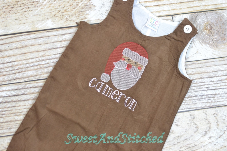 Baby Boy Christmas Outfit With Santa Face and Name in Vintage Etsy