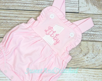 Monogrammed girls birthday outfit with number and name, girls birthday bubble cake smash outfit, 1st birthday cake smash outfit