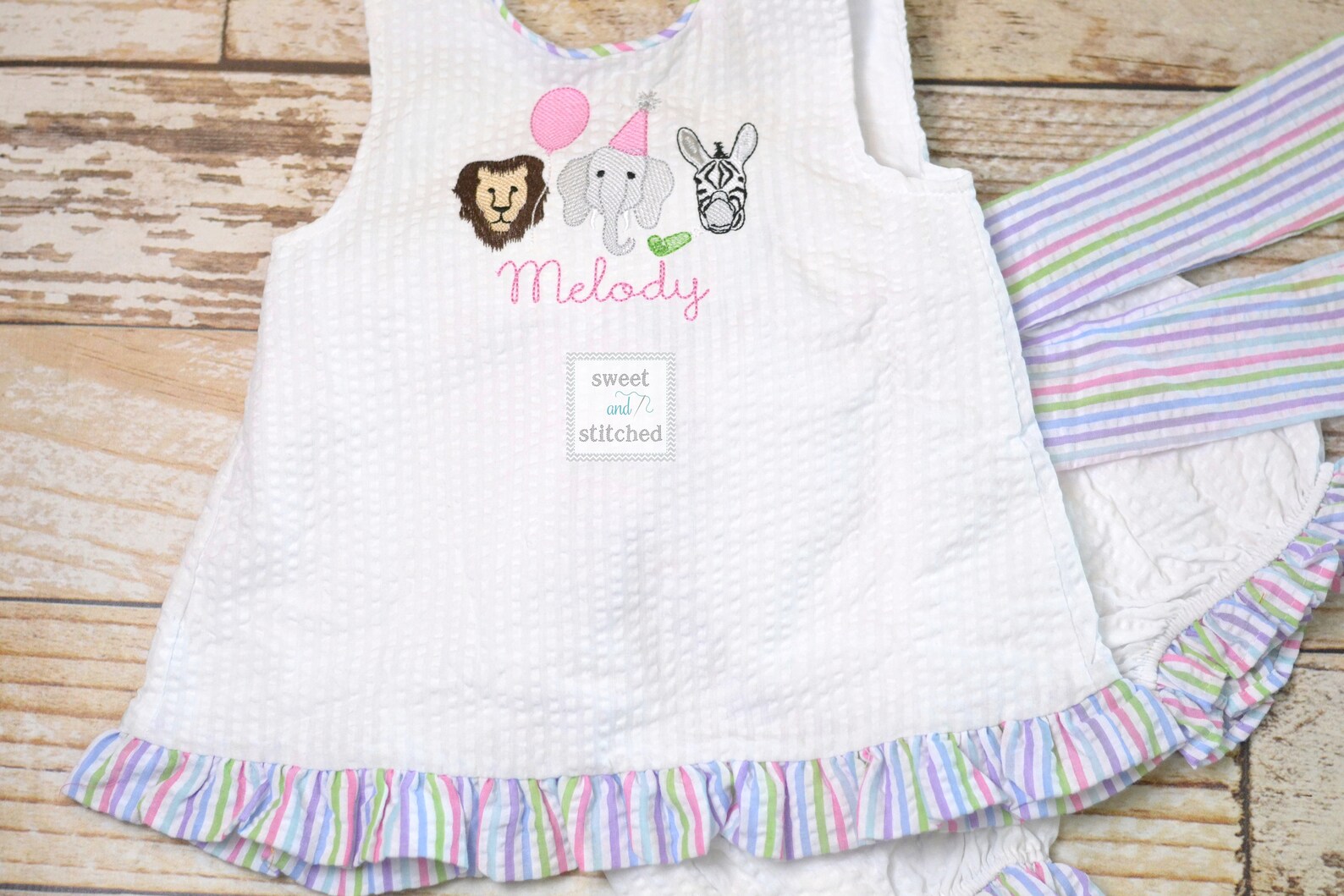 Baby Girl Swing Back Bloomer Set With Zoo Theme Party Animal Etsy