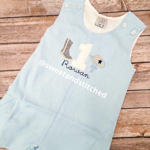 Personalized Boys Jon Jon with cowboy birthday design and name - Baby Boy rodeo cake smash Outfit, Cowboy birthday outfit, 1st birthday