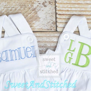 Monogrammed baby boy outfit, monogrammed boys bubble, baby boy romper, boys sunsuit, summer beach outfit, personalized baby boy clothing