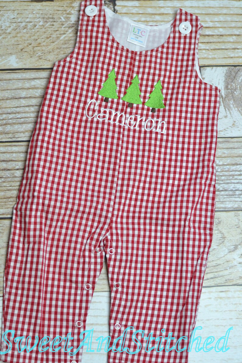 Personalized Baby Boy Christmas Outfit Red Gingham Etsy