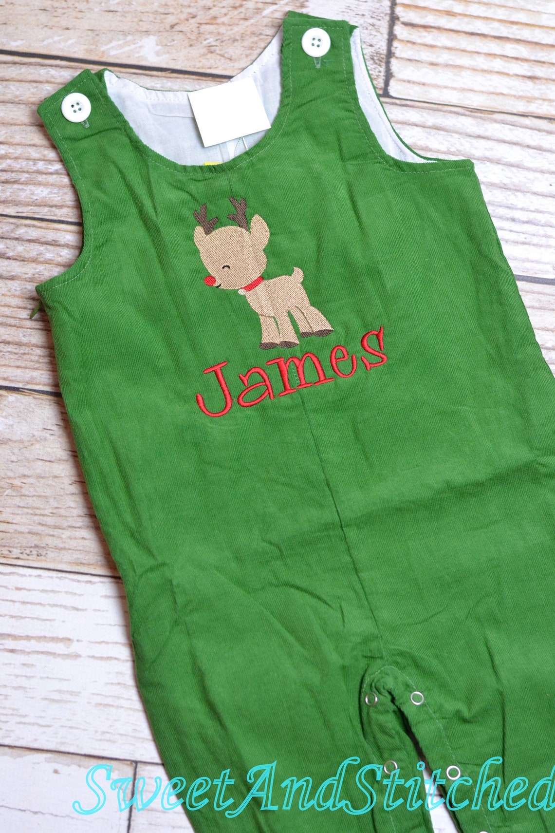 Monogrammed corduroy Christmas overalls or romper with your Etsy
