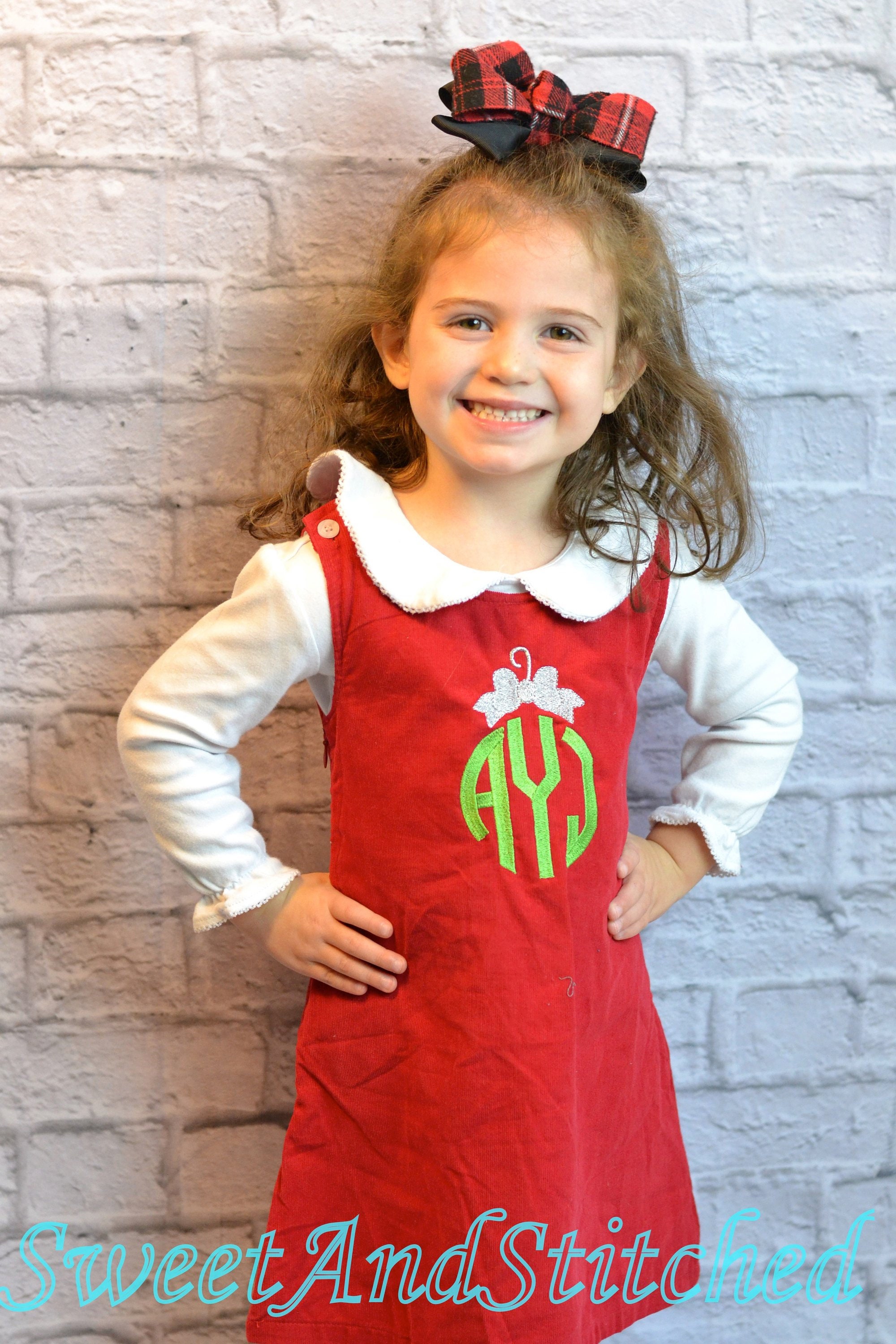 Girls Christmas Dress Monogrammed 