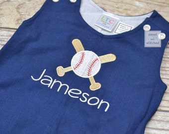 Monogrammed baby boy baseball jon jon, baby boy outfit with baseball design, summer outfit, little brother baseball outfit