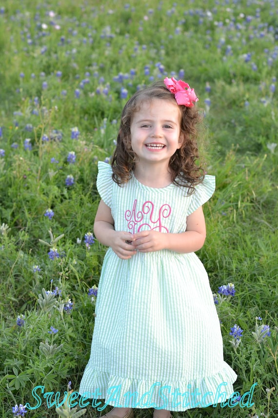 Monogrammed Flower Girl Dress Toddler Easter Dress Monogrammed