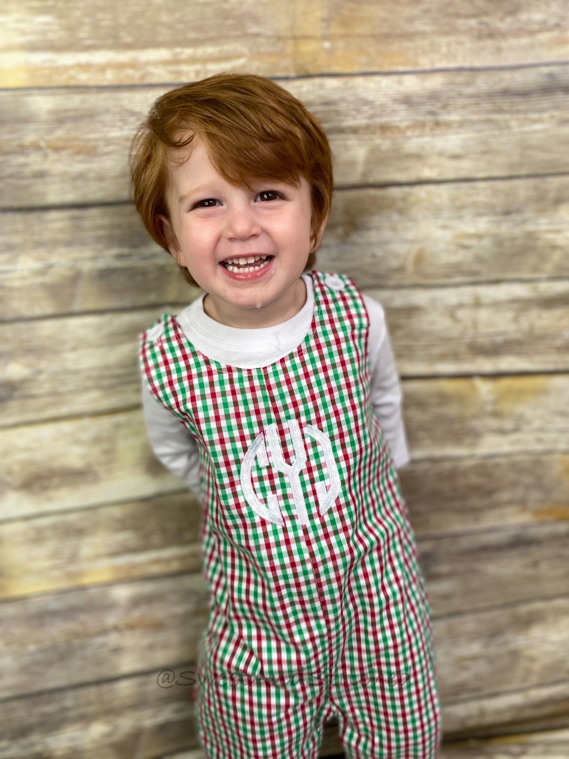 Monogrammed Christmas Outfit Boys in Christmas Plaid Gingham Etsy