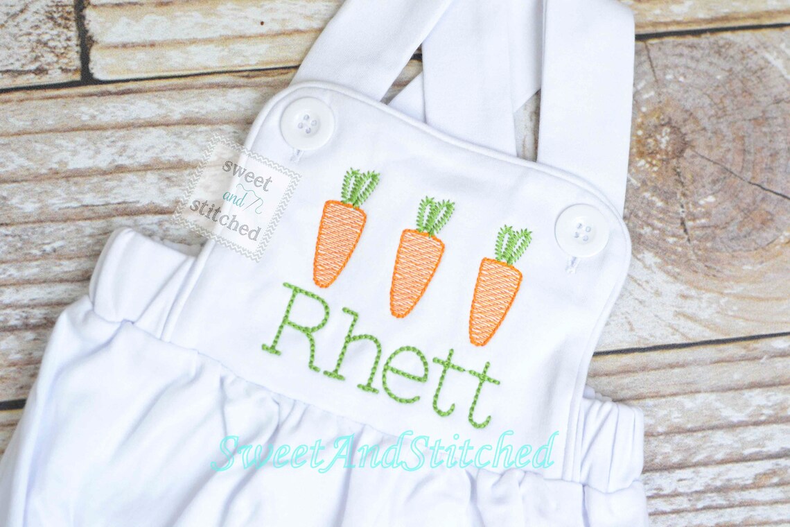 Monogrammed Boys Easter Romper, Boys Easter Outfit With Carrots, Baby ...