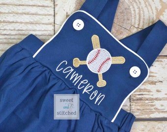 Boys monogrammed baseball bubble, boys little brother baseball romper, baseball outfit for little brother