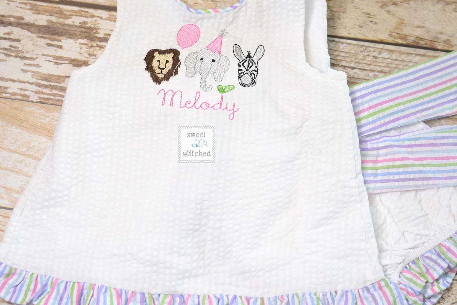 Baby Girl Swing Back Bloomer Set With Zoo Theme Party Animal Etsy