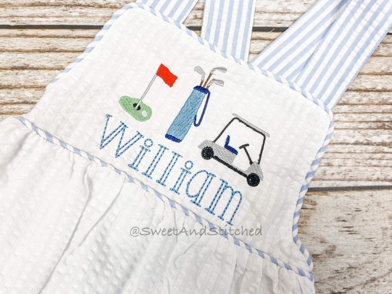 Monogrammed baby boy golf outfit, golf 1st birthday cake smash outfit, golf birthday outfit image 4