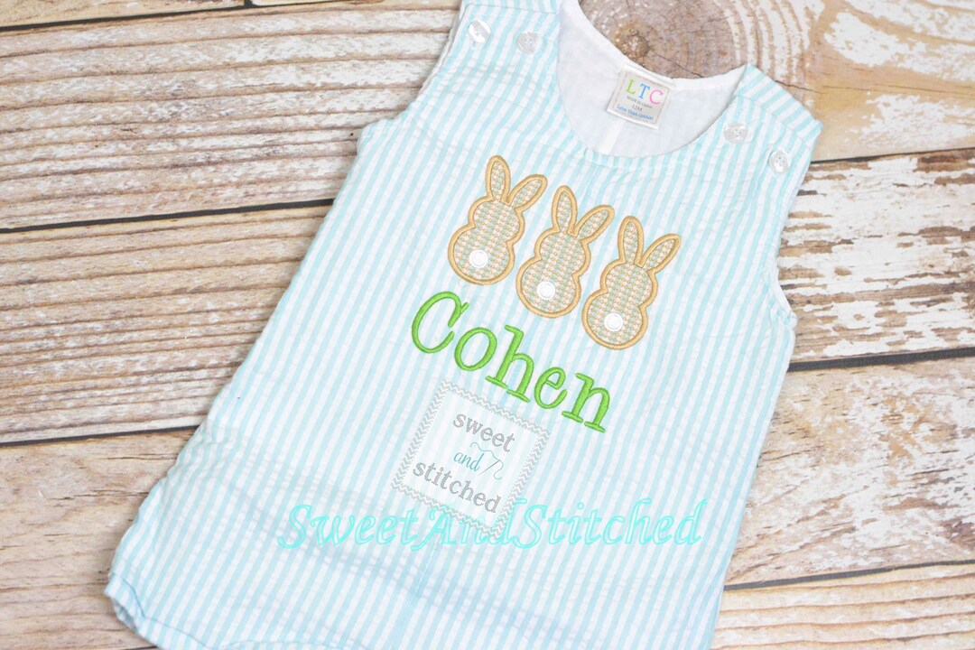Monogrammed Boys Easter Romper, Baby Boy Easteroutfit, Personalized ...