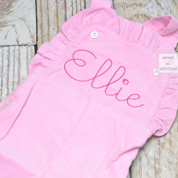 Baby girl monogrammed Fall Pink Corduroy overalls, Pink Cord monogrammed Christmas overalls, Monogrammed overalls, baby girl outfit