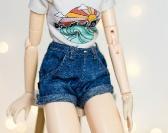 Shorts for Pullip, Ob24, Ob26, Ob27, Blythe, Pure Neemo - Realistic miniature denim pants