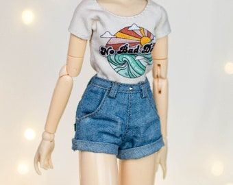 Shorts for Pullip Obitsu 24 26 27 Blythe Pure Neemo  - Miniature light denim jeans for dolls