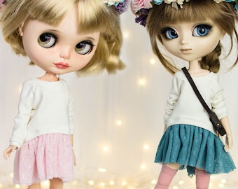 White pullover dress with tulle Blythe, Pullip, Obitsu 26 27, Pure Neemo