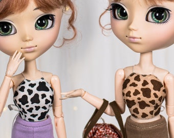 Cow print top for  Pullip, Blythe, Poppy Parker, Fashion Royalty, Obitsu