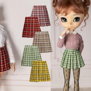 Plaid tennis skirt for Pullip, Blythe, Obitsu, Poppy Parker, Fashion Royalty,  Pure Neemo, Licca - Tartan pleated skirt