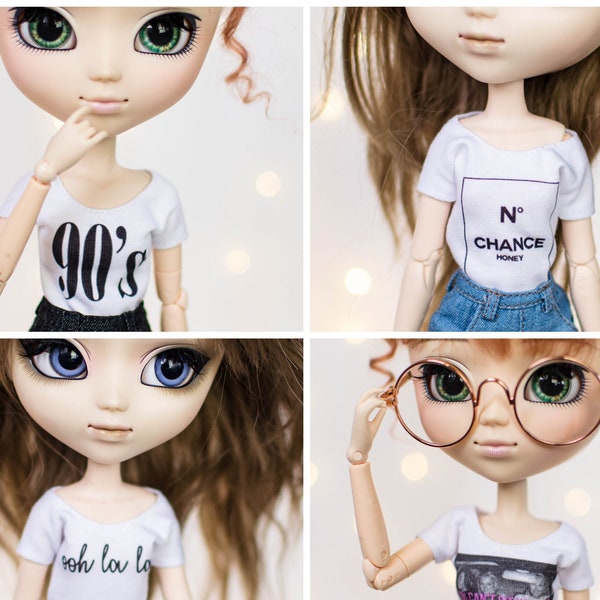 Sassy printed T-shirt for Pullip Obitsu 27 Blythe Pure Neemo - 90's - no chance honey