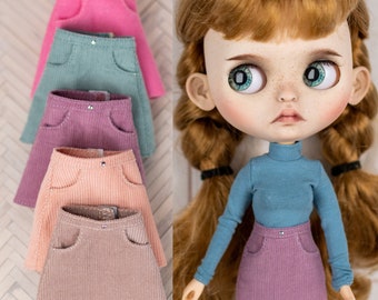 Corduroy Mini Skirt for Pullip, Blythe, Obitsu, and 12 Inch Fashion Dolls