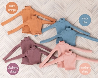 Warm colors turtleneck top for Pullip, Obitsu 27 26, Blythe, Pure Neemo, Poppy Parker, Fashion Royalty