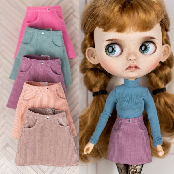 Jupe en velours côtelé pour Pullip, Blythe, Obitsu, Poppy Parker, Pure Neemo, Licca - Mini jupe courte pour poupée