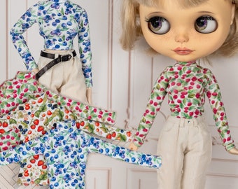 Berries Print Turtleneck Top for 1/6 Scale Fashion Dolls