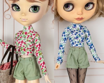 Pantalón corto verde pistacho para Pullip, Blythe, Poppy Parker, Obitsu - Pantalones para muñecas fashion