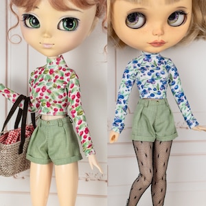 Short vert pistache pour Pullip, Blythe, Poppy Parker, Obitsu Pantalon pour poupées mannequins image 1