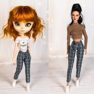 Corduroy pants for Obitsu 26 Caramel pegged trousers for dolls Pullip doll stock body