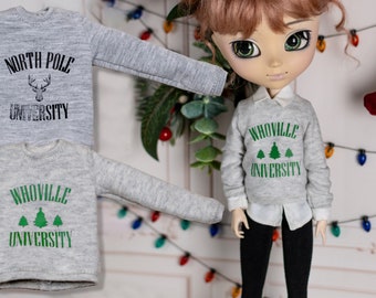 Christmas University pullover for Blythe, Pullip, Poppy Parker