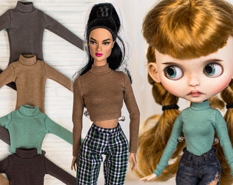 Moody turtleneck top for Pullip, Obitsu 27 26, Blythe, Pure Neemo, Poppy Parker, Fashion Royalty