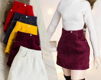 Corduroy skirt for Pullip Blythe Obitsu 24 26 27 Pure Neemo Licca - Mini short skirt for dolls