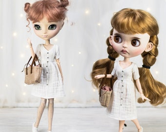 Vestido de picnic para Pullip, Blythe, Poppy Parker, Obitsu