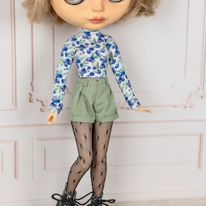 Short vert pistache pour Pullip, Blythe, Poppy Parker, Obitsu Pantalon pour poupées mannequins image 5