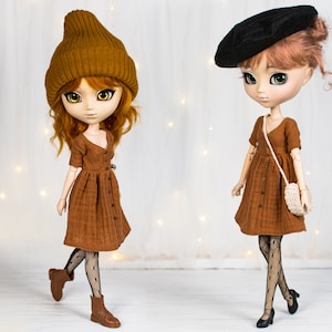 Autumn cinnamon dress for Pullip, Blythe, Poppy Parker, Obitsu, Pure Neemo