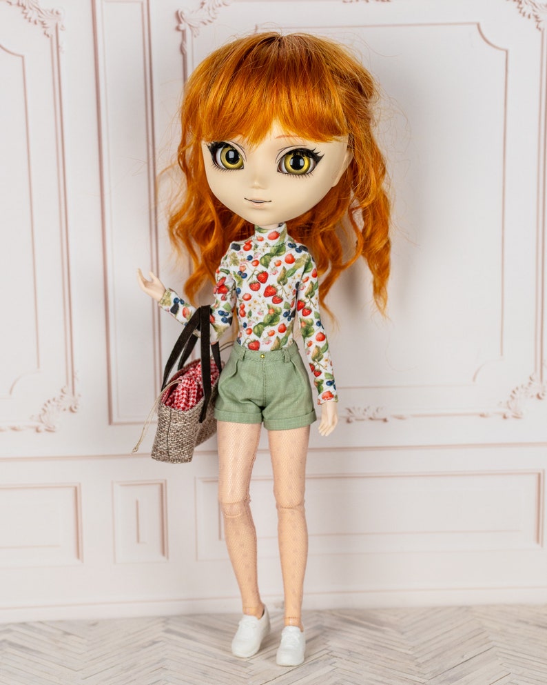 Short vert pistache pour Pullip, Blythe, Poppy Parker, Obitsu Pantalon pour poupées mannequins image 3