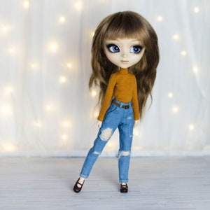 Autumn turtleneck blouse for Pullip Obitsu 27 Blythe Pure Neemo Ivory, Mustard, Burgundy,Bottle Green image 2