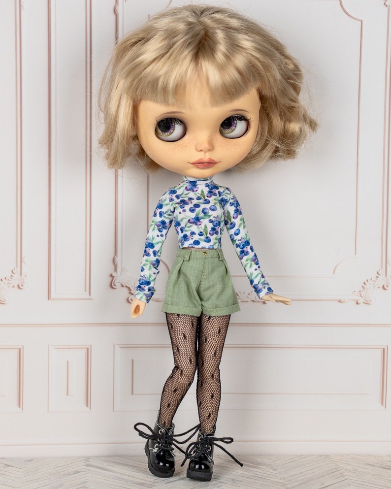 Short vert pistache pour Pullip, Blythe, Poppy Parker, Obitsu Pantalon pour poupées mannequins image 2