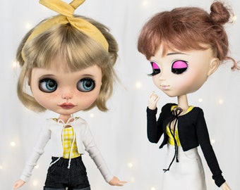 Cardigan à nouer sur le devant : Pullip, Blythe, Poppy Parker, Obitsu 26 et 27 et autres. Top court avec