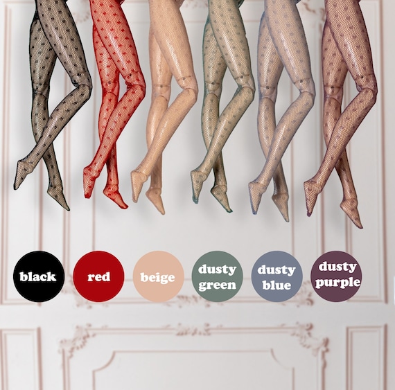 Net Mesh Tights for Pullip, Blythe, Obitsu 27, Poppy Parker, Obitsu 26  Elegant Dotted Tulle Pantyhose 