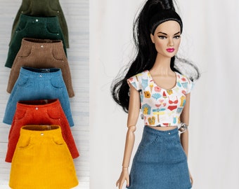 Corduroy skirt for Pullip, Blythe, Obitsu, Poppy Parker, Fashion Royalty,  Pure Neemo, Licca - Mini short skirt for dolls